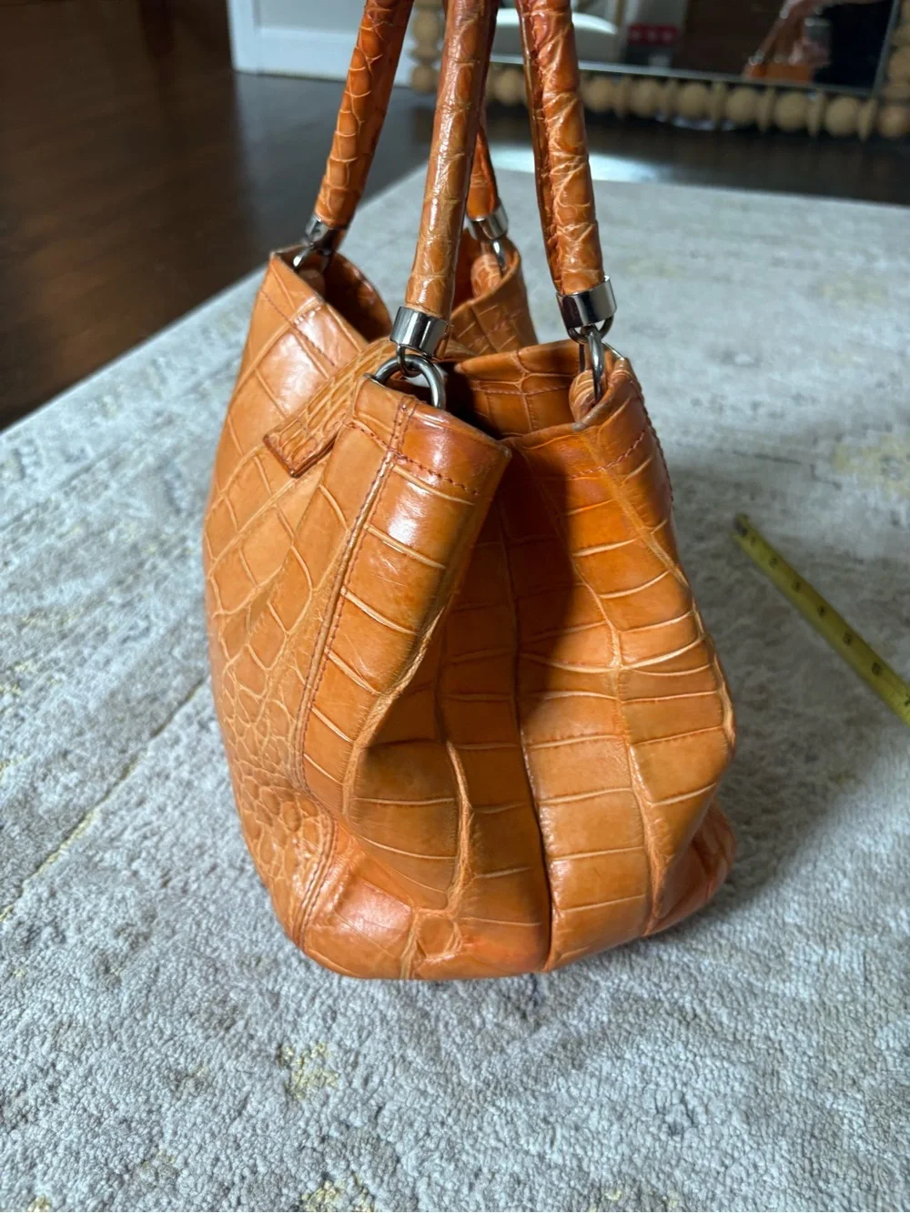 Colombo Via Della Spiga Orange Crocodile Leather Bag